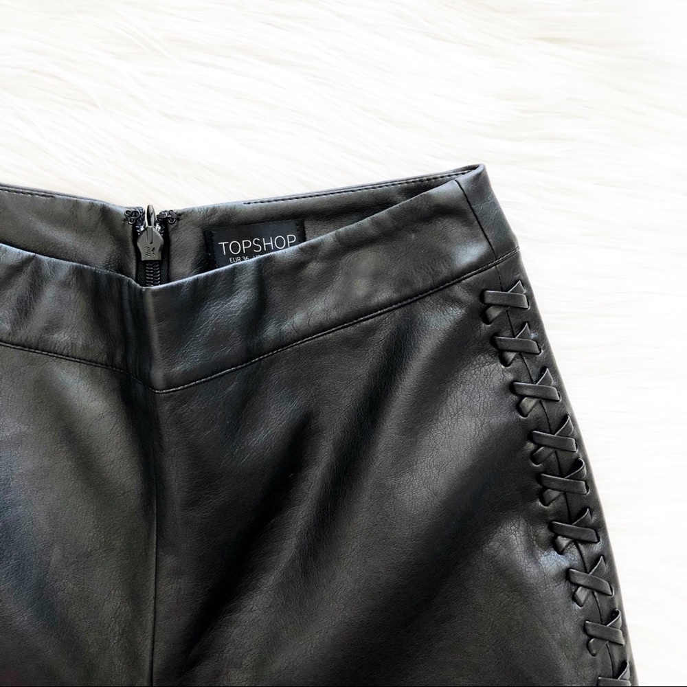 Topshop High Waist Faux Leather Shorts - Picture 3 of 5